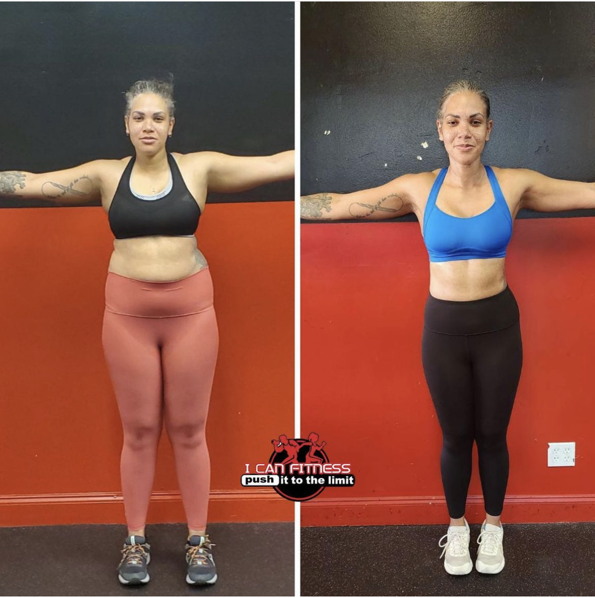 Before and after fitness picture of a woman