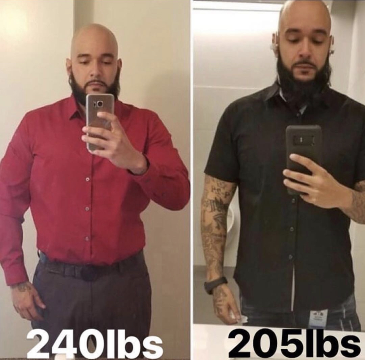Before and after fitness picture of a man